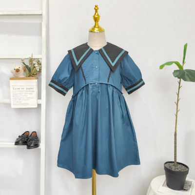 dress girls vintage sailor collar A line  CHN 38 (201807 B) - dress anak perempuan (ONLY 2PCS)